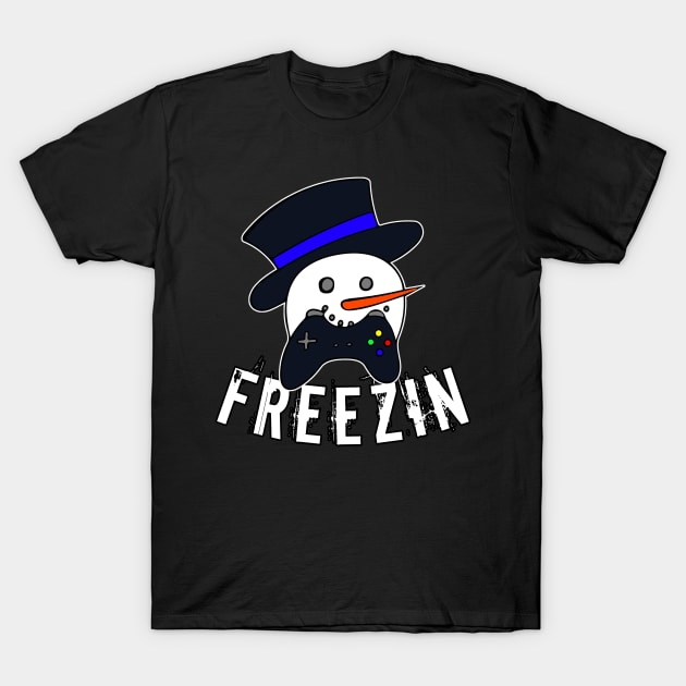 Snowman Face Gamer Freezin T-Shirt by MaystarUniverse